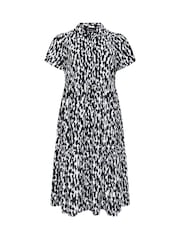 Evans Blue Markings Print Tiered Dress - Image 5 of 5