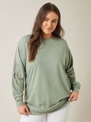 Evans Cutwork Crew Neck 100% Cotton Sweatshirt - Image 1 of 5