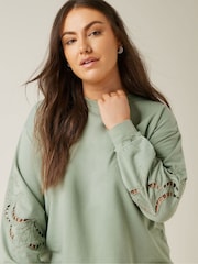 Evans Cutwork Crew Neck 100% Cotton Sweatshirt - Image 4 of 5