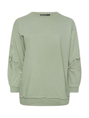 Evans Cutwork Crew Neck 100% Cotton Sweatshirt - Image 5 of 5