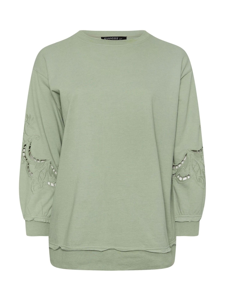 Evans Cutwork Crew Neck 100% Cotton Sweatshirt - Image 5 of 5