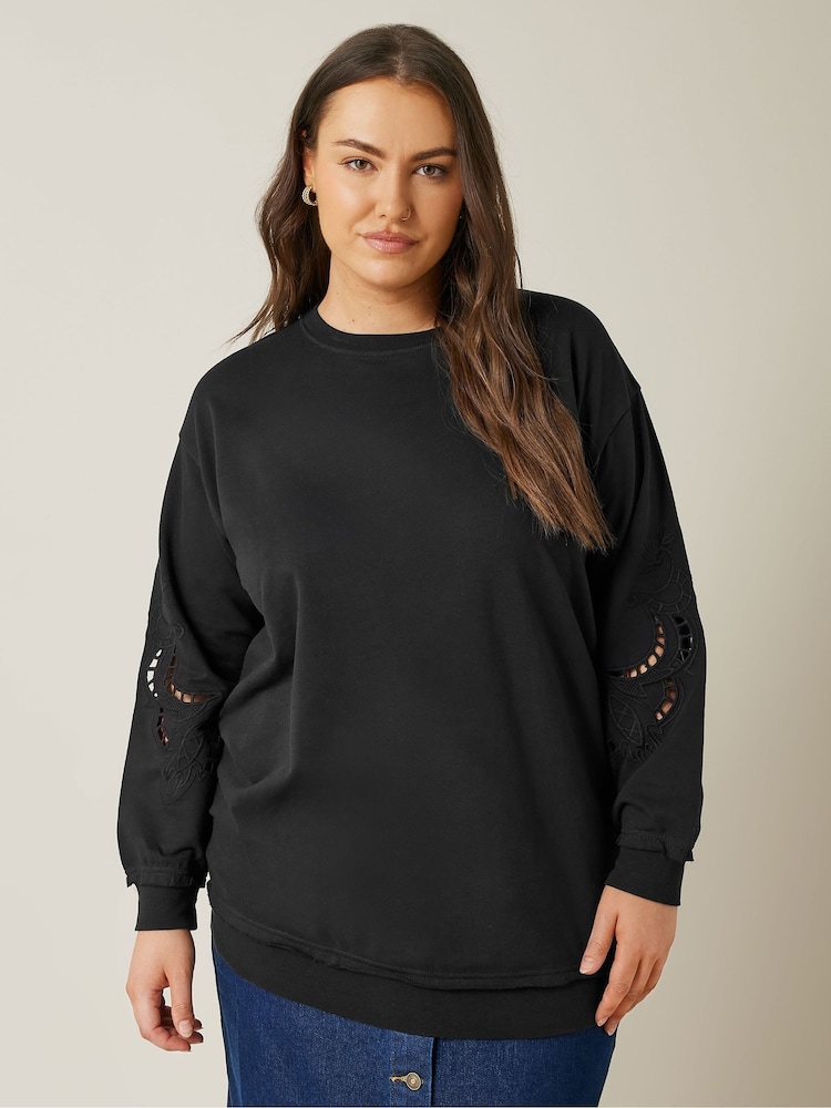 Evans Cutwork Crew Neck 100% Cotton Sweatshirt - Image 1 of 5