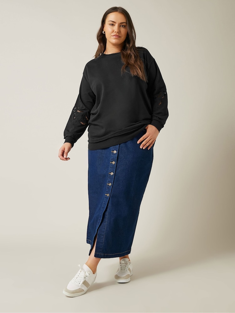 Evans Cutwork Crew Neck 100% Cotton Sweatshirt - Image 2 of 5