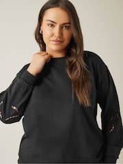 Evans Cutwork Crew Neck 100% Cotton Sweatshirt - Image 4 of 5