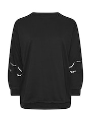 Evans Cutwork Crew Neck 100% Cotton Sweatshirt - Image 5 of 5