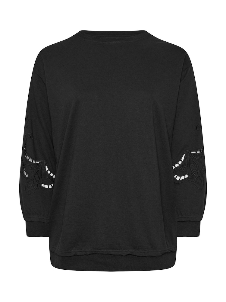 Evans Cutwork Crew Neck 100% Cotton Sweatshirt - Image 5 of 5