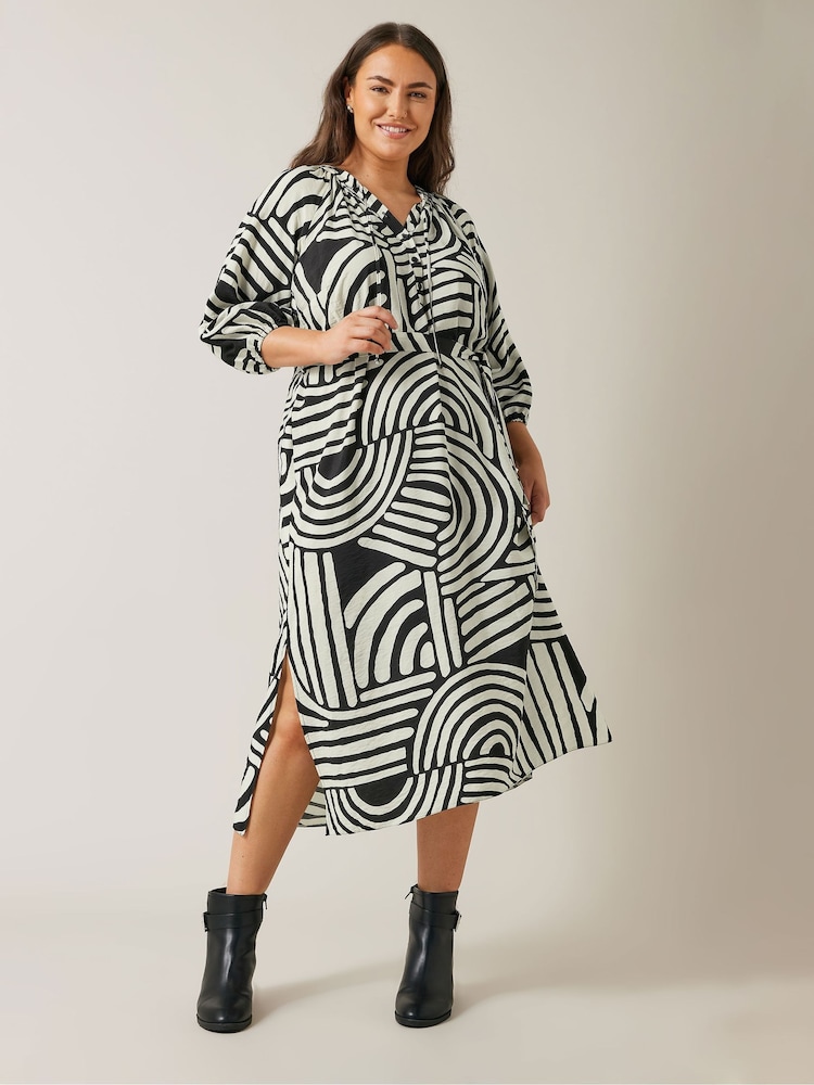 Evans Abstract Swirl Print Midi Dress - Image 1 of 5