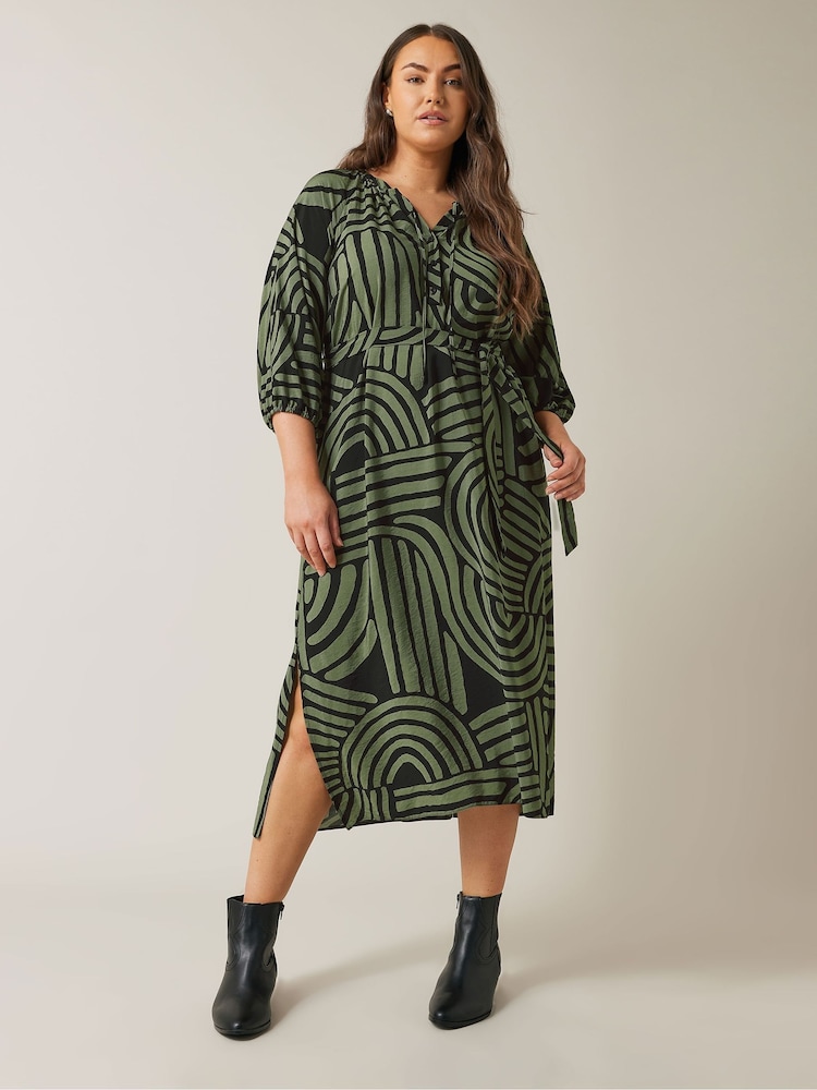 Evans Abstract Swirl Print Midi Dress - Image 1 of 5