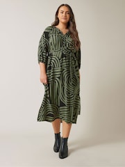 Evans Abstract Swirl Print Midi Dress - Image 2 of 5