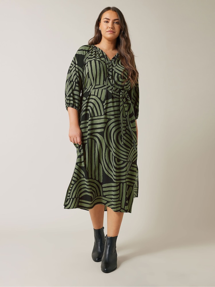Evans Abstract Swirl Print Midi Dress - Image 2 of 5 Evans Abstract Swirl Print Midi Dress - Image 2 of 5