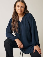 Evans Blue Long Sleeve Boho Blouse - Image 5 of 6