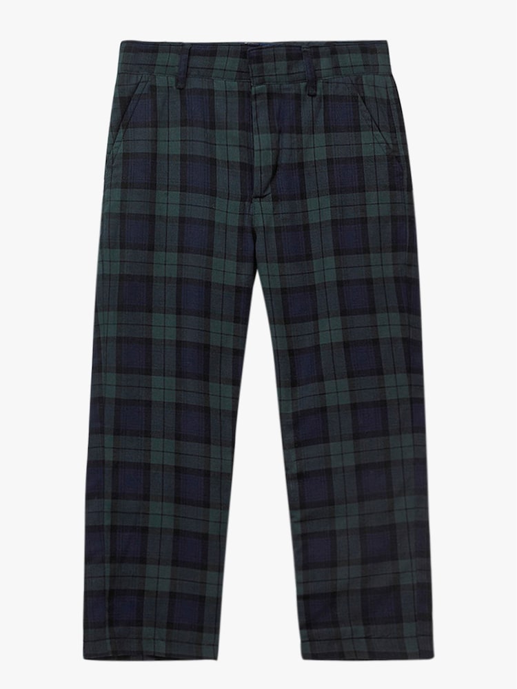 Trotters London Blue Tartan Donald 100% Cotton Trousers - Image 1 of 2