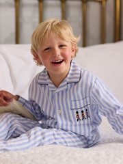 Trotters London Blue 100% Cotton Stripe Felix Pyjamas - Image 1 of 5