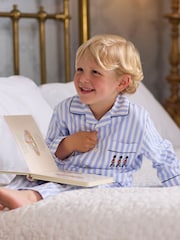 Trotters London Blue 100% Cotton Stripe Felix Pyjamas - Image 2 of 5
