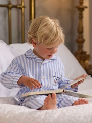 Trotters London Blue 100% Cotton Stripe Felix Pyjamas - Image 3 of 5