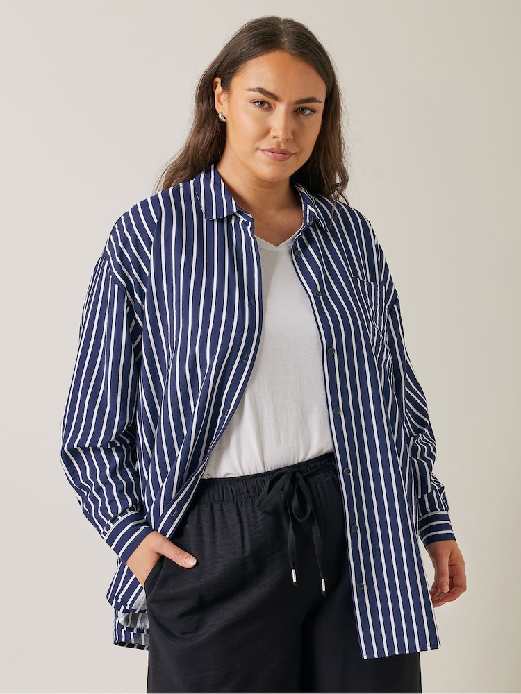 Evans Blue Stripe Girlfriend Shirt - Image 1 of 6