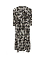Evans Natural Geometric Print 1/2 Placket Dress - Image 5 of 5