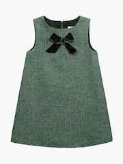 Trotters London Green Herringbone Georgina Bow Dress - Image 1 of 3