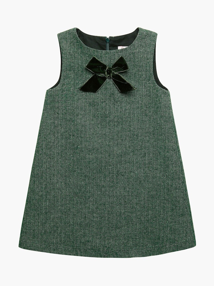 Trotters London Green Herringbone Georgina Bow Dress - Image 1 of 3