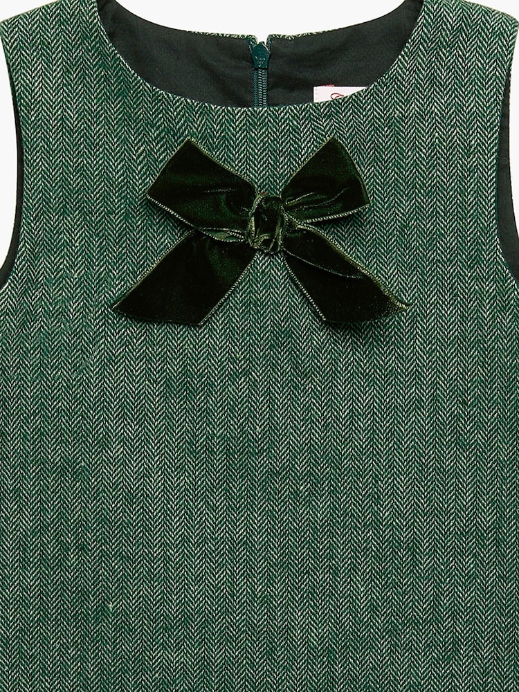 Trotters London Green Herringbone Georgina Bow Dress - Image 3 of 3