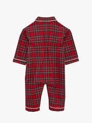 Trotters London Red Little Cosy 100% Cotton Tartan All-In-One - Image 2 of 3