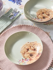Set of 4 Sage Green Charlie The Cockapoo Dog Pasta Bowls - Image 2 of 5