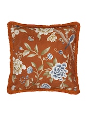 Sanderson Rust Porcelain Garden Matt Velvet Piped Cushion - Image 4 of 6