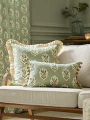 Sanderson Sage Sessile Leaf Ruffled Rectangular Cushion - Image 1 of 5