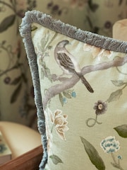 Sanderson Sage Porcelain Garden Matt Velvet Piped Cushion - Image 2 of 5