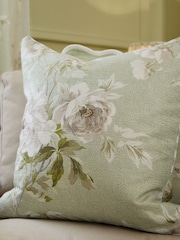 Sanderson Sage Adele Floral Printed Piped Cushion - Image 1 of 6