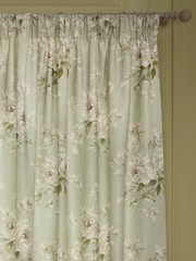 Sanderson Sage Adele Floral Printed Pencil Pleat Curtains - Image 2 of 4