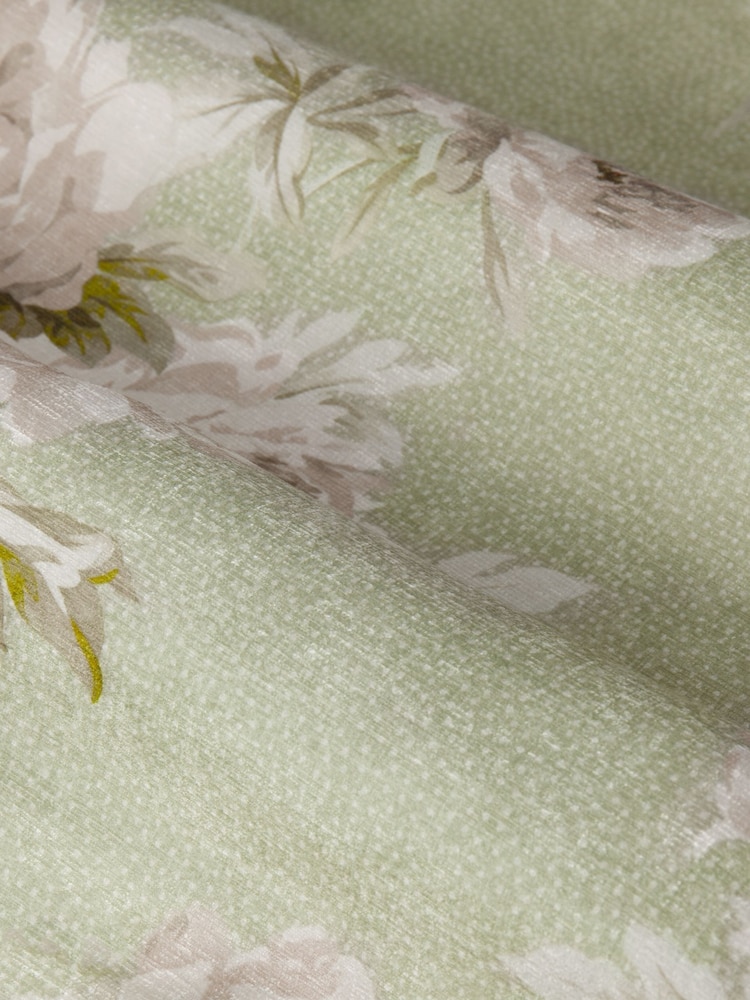Sanderson Sage Adele Floral Printed Pencil Pleat Curtains - Image 4 of 4