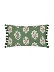 Sanderson Leaf Green Sessile Leaf Ruffled Rectangular Cushion - Image 2 of 5