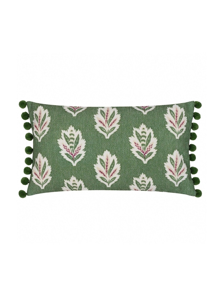 Sanderson Leaf Green Sessile Leaf Ruffled Rectangular Cushion - Image 2 of 5