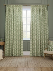 Sanderson Sage Sessile Leaf Printed Pencil Pleat Curtains - Image 1 of 5