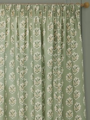 Sanderson Sage Sessile Leaf Printed Pencil Pleat Curtains - Image 3 of 5