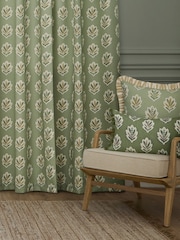 Sanderson Sage Sessile Leaf Printed Pencil Pleat Curtains - Image 4 of 5