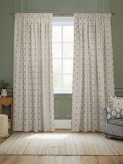 Sanderson Flax Sessile Leaf Printed Pencil Pleat Curtains - Image 1 of 6