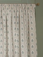 Sanderson Flax Sessile Leaf Printed Pencil Pleat Curtains - Image 4 of 6