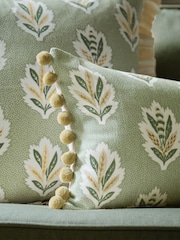 Sanderson Flax Sessile Leaf Printed Pencil Pleat Curtains - Image 5 of 6