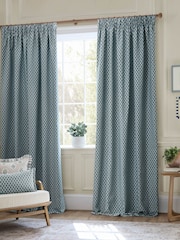 Sanderson Blue Hutton Woven Jacquard Pencil Pleat Curtains - Image 1 of 4