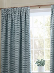 Sanderson Blue Hutton Woven Jacquard Pencil Pleat Curtains - Image 2 of 4