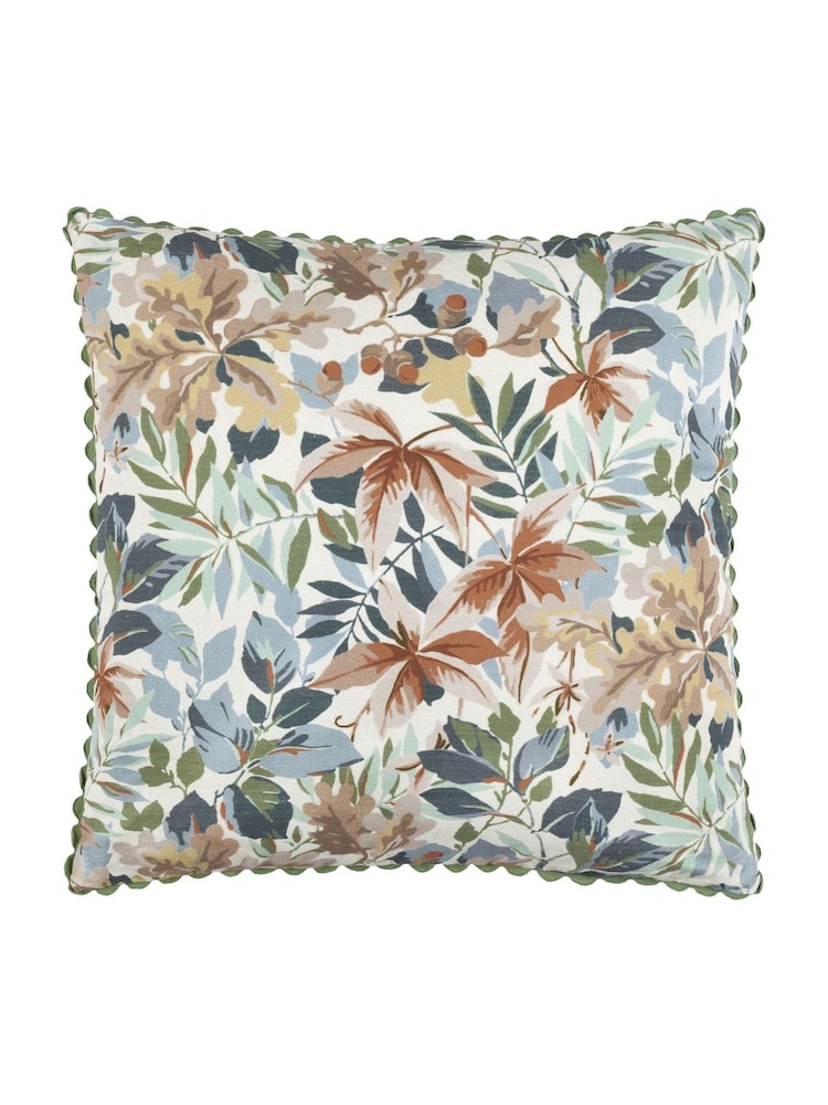 Sanderson Rust Robins Wood Woodland Flora Scalloped Cushion - Image 1 of 4 Sanderson Rust Robins Wood Woodland Flora Scalloped Cushion - Image 1 of 4