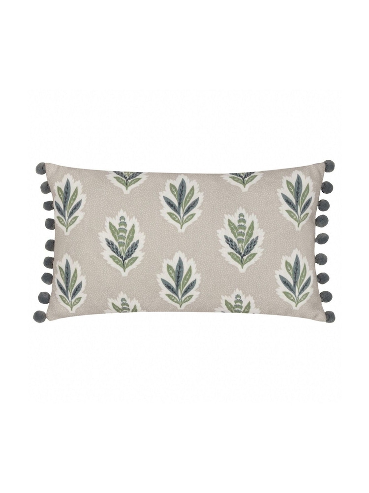 Sanderson Flax Sessile Leaf Ruffled Rectangular Cushion - Image 2 of 5