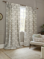 Sanderson Linen Chinese Lanterns Embroidered Floral Striped Pencil Pleat Curtains - Image 1 of 4