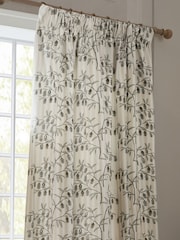 Sanderson Linen Chinese Lanterns Embroidered Floral Striped Pencil Pleat Curtains - Image 2 of 4