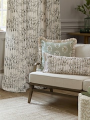 Sanderson Linen Chinese Lanterns Embroidered Floral Striped Pencil Pleat Curtains - Image 3 of 4