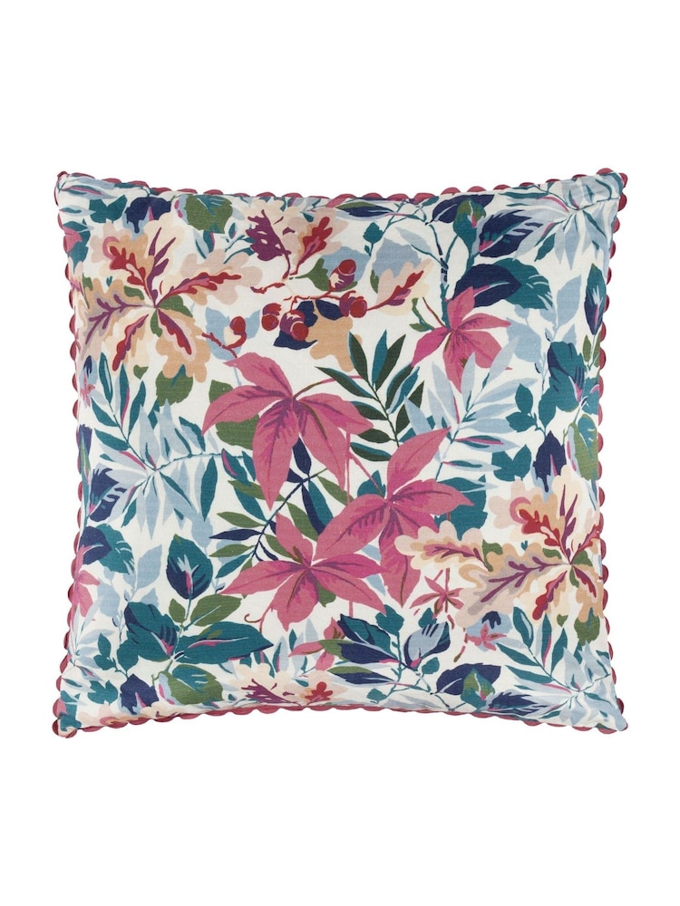 Sanderson Mulberry or Blue Robins Wood Woodland Flora Scalloped Cushion - Image 1 of 4