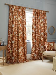 Sanderson Rust Porcelain Garden Matt Pencil Pleat Curtains - Image 1 of 5