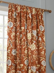Sanderson Rust Porcelain Garden Matt Pencil Pleat Curtains - Image 2 of 5